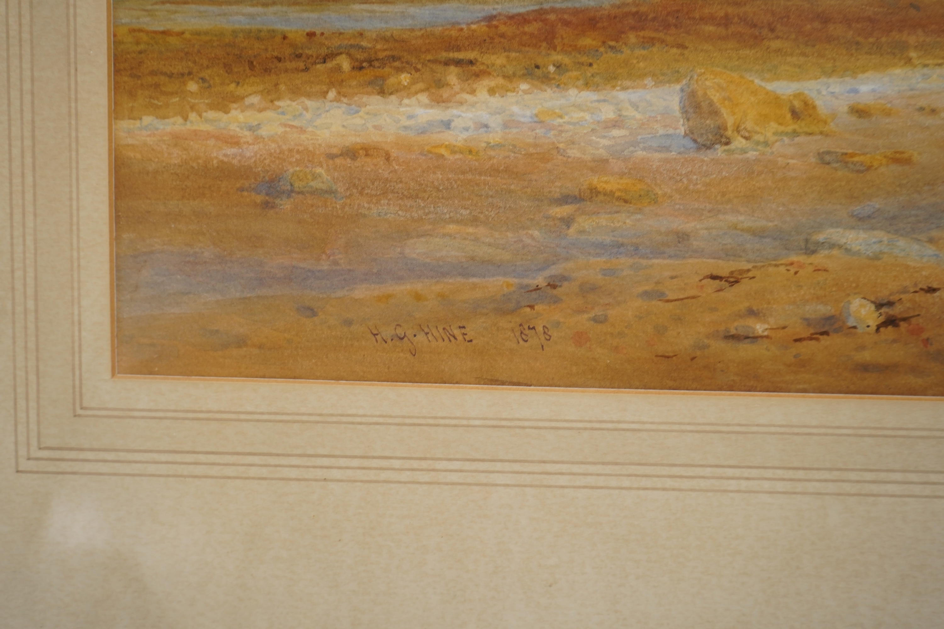 George Henry Hine (1811-1895), ‘Beachy Head 1878’, signed and dated, ex. Stacy Marks, exhibited in the Towner Gallery, Eastbourne, 2003, watercolour, 34 x 72cm